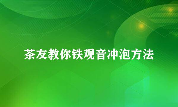 茶友教你铁观音冲泡方法