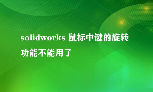 solidworks 鼠标中键的旋转功能不能用了