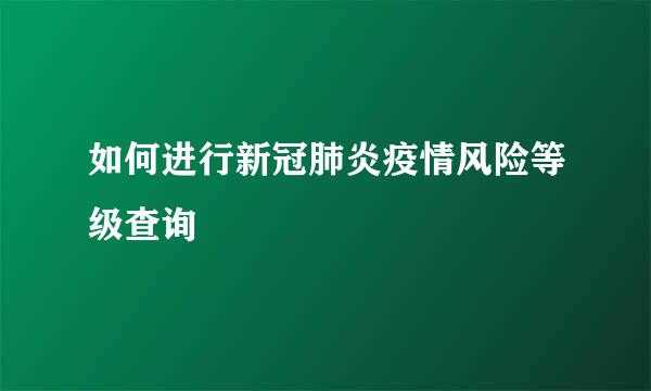 如何进行新冠肺炎疫情风险等级查询