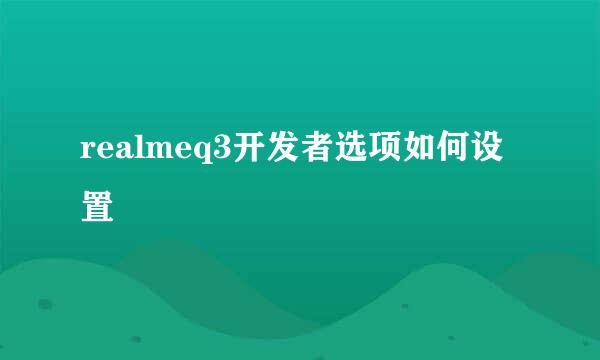 realmeq3开发者选项如何设置