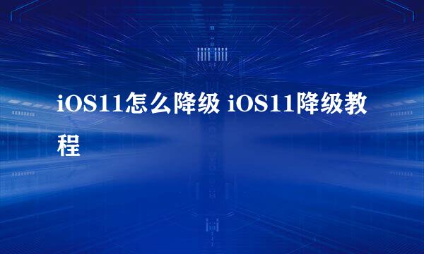 iOS11怎么降级 iOS11降级教程