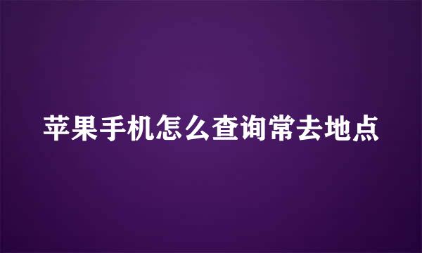 苹果手机怎么查询常去地点