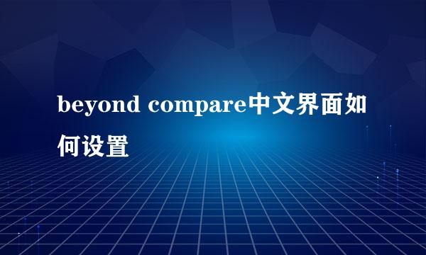 beyond compare中文界面如何设置