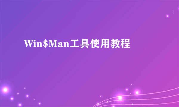 Win$Man工具使用教程