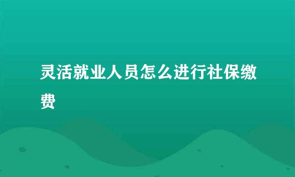 灵活就业人员怎么进行社保缴费