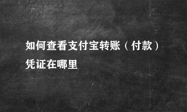 如何查看支付宝转账（付款）凭证在哪里