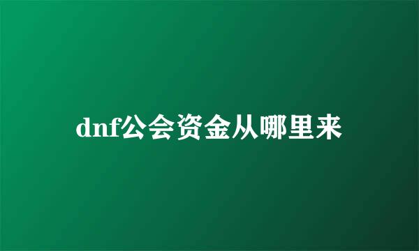 dnf公会资金从哪里来