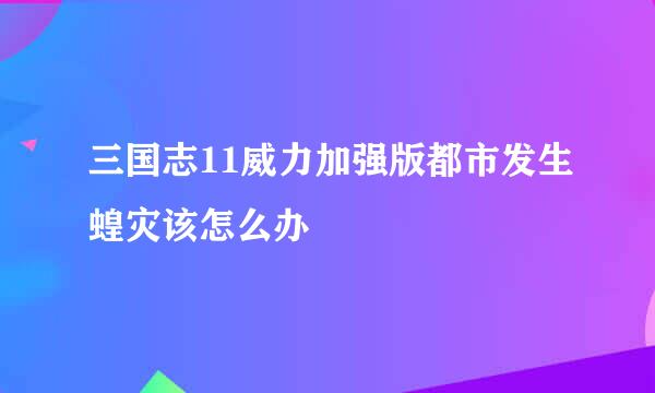 三国志11威力加强版都市发生蝗灾该怎么办