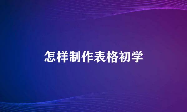 怎样制作表格初学