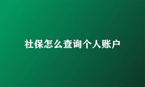 社保怎么查询个人账户