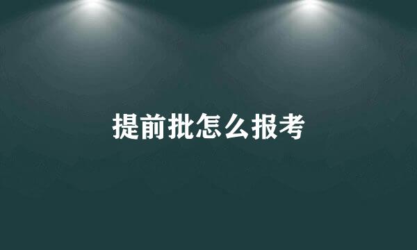 提前批怎么报考