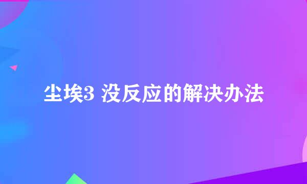 尘埃3 没反应的解决办法