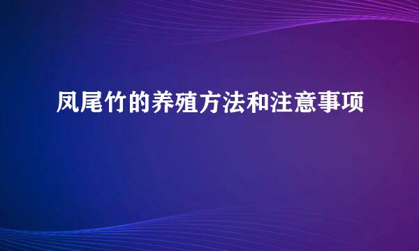 凤尾竹的养殖方法和注意事项