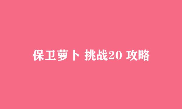 保卫萝卜 挑战20 攻略