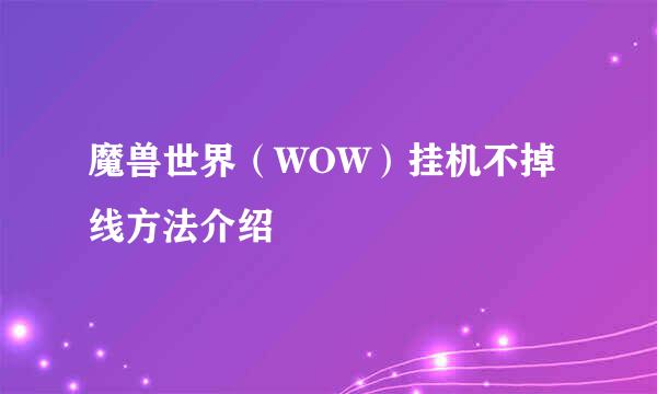 魔兽世界（WOW）挂机不掉线方法介绍