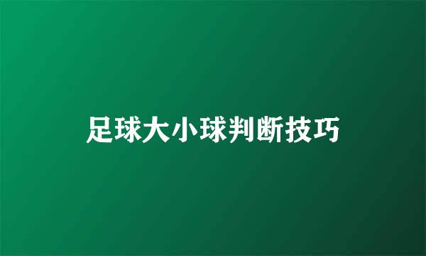 足球大小球判断技巧