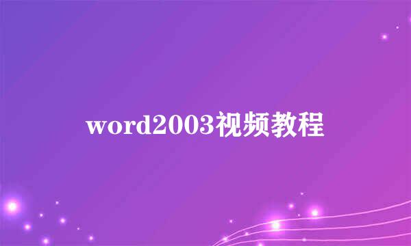 word2003视频教程