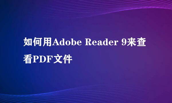 如何用Adobe Reader 9来查看PDF文件