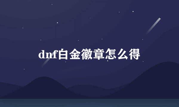 dnf白金徽章怎么得