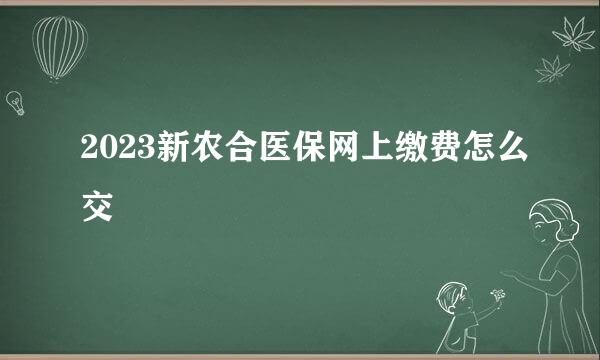 2023新农合医保网上缴费怎么交