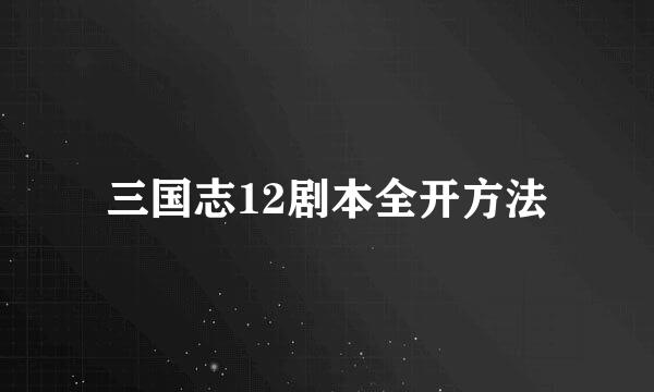 三国志12剧本全开方法