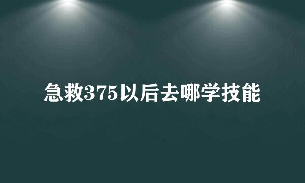 急救375以后去哪学技能