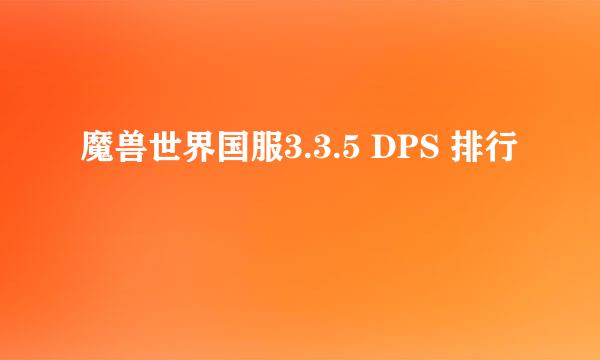 魔兽世界国服3.3.5 DPS 排行