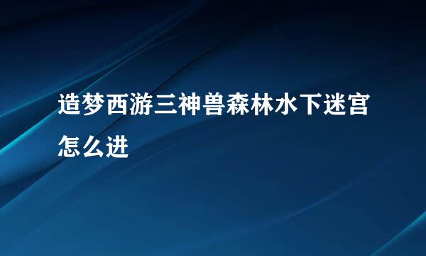 造梦西游三神兽森林水下迷宫怎么进