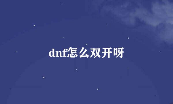 dnf怎么双开呀