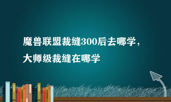 魔兽联盟裁缝300后去哪学，大师级裁缝在哪学