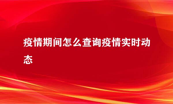 疫情期间怎么查询疫情实时动态