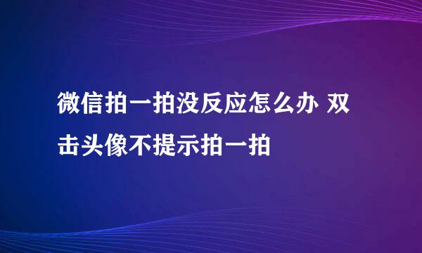 微信拍一拍没反应怎么办 双击头像不提示拍一拍