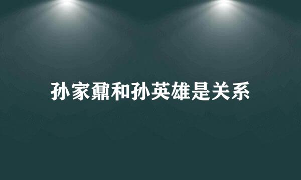 孙家鼐和孙英雄是关系