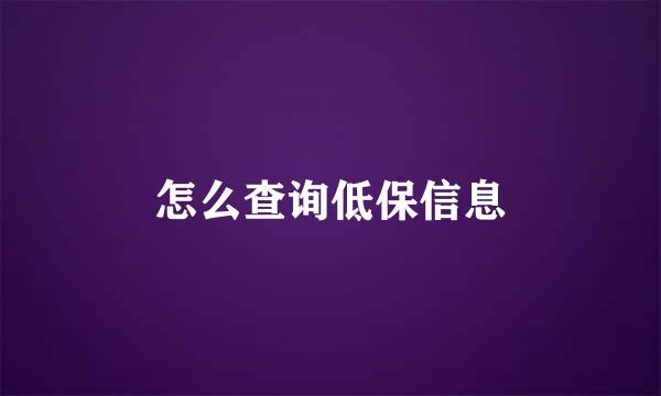 怎么查询低保信息