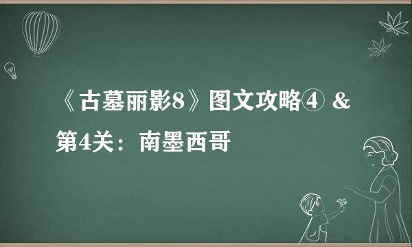 《古墓丽影8》图文攻略④ &第4关：南墨西哥