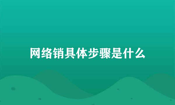 网络销具体步骤是什么