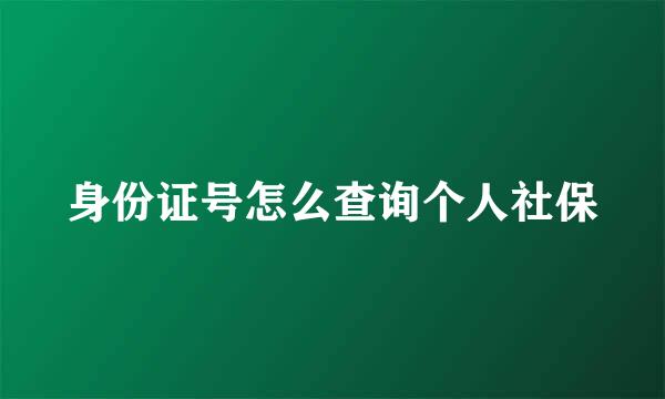 身份证号怎么查询个人社保