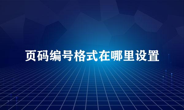 页码编号格式在哪里设置