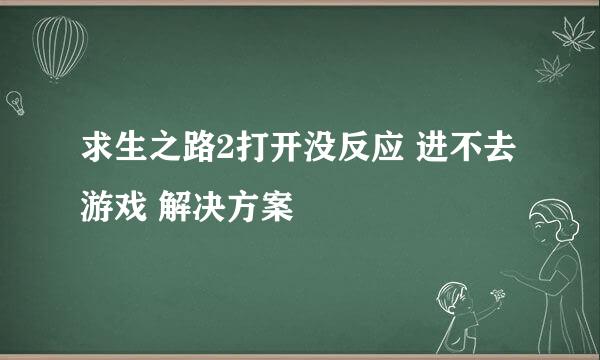 求生之路2打开没反应 进不去游戏 解决方案