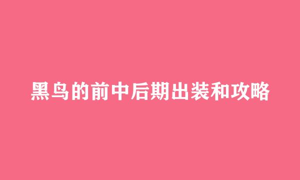 黑鸟的前中后期出装和攻略