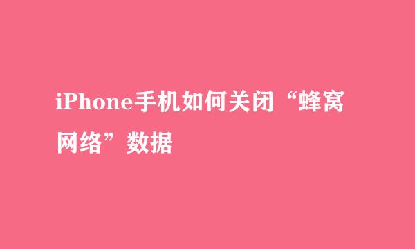 iPhone手机如何关闭“蜂窝网络”数据