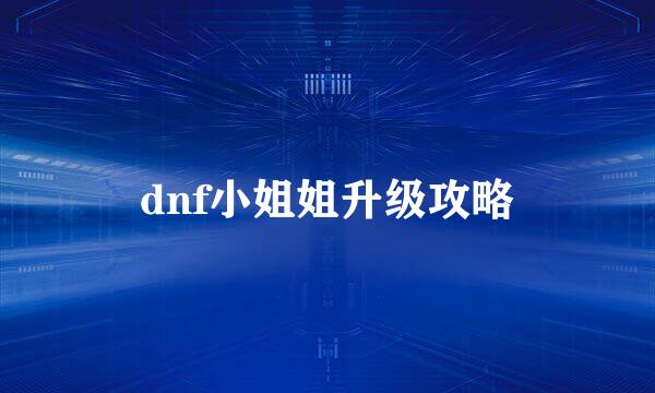 dnf小姐姐升级攻略