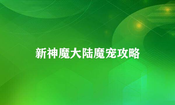 新神魔大陆魔宠攻略