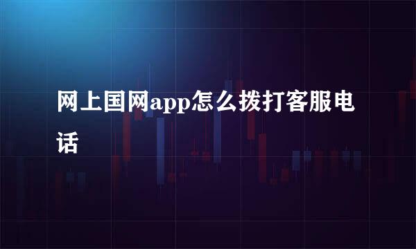 网上国网app怎么拨打客服电话