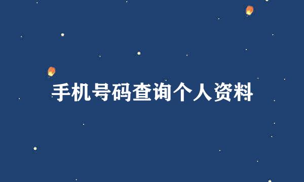 手机号码查询个人资料