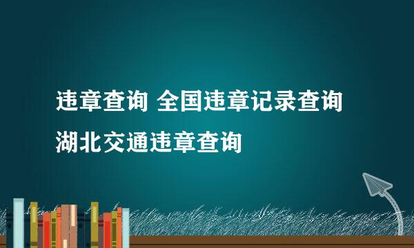 违章查询 全国违章记录查询 湖北交通违章查询