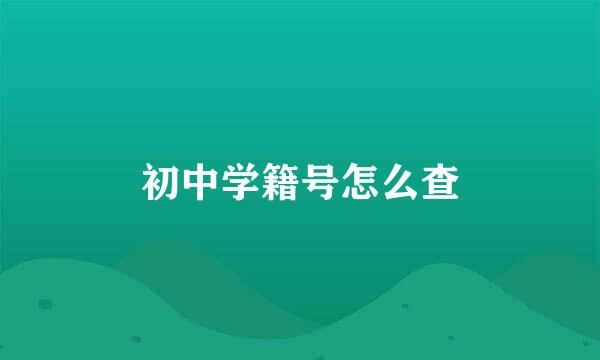 初中学籍号怎么查