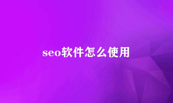 seo软件怎么使用