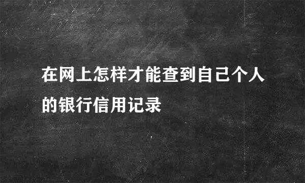 在网上怎样才能查到自己个人的银行信用记录