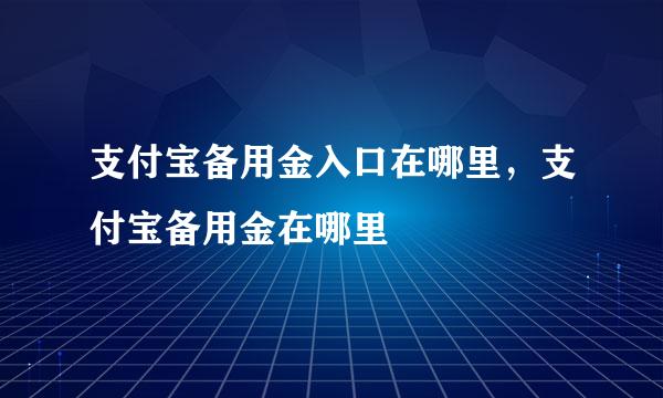 支付宝备用金入口在哪里，支付宝备用金在哪里